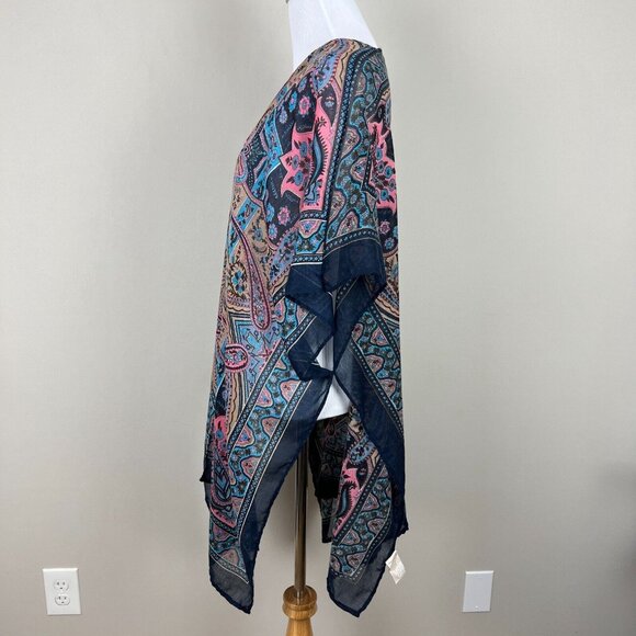 Soft Surroundings Kimono Topper One Size Colorful Floral Paisley Lightweight - Picture 10 of 12